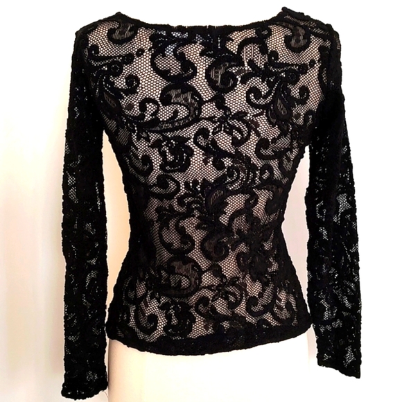 Liz Claiborne Woman's Stretch Lace long Sleeve Top/ Size M - Picture 5 of 11